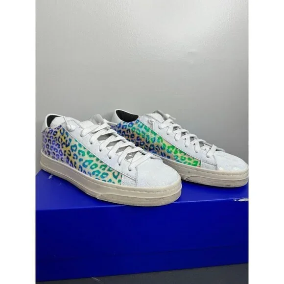 P448 Jack Leopard Hologram Sneakers Colorful Size 37 US 7 NEW $298 - Picture 2 of 6